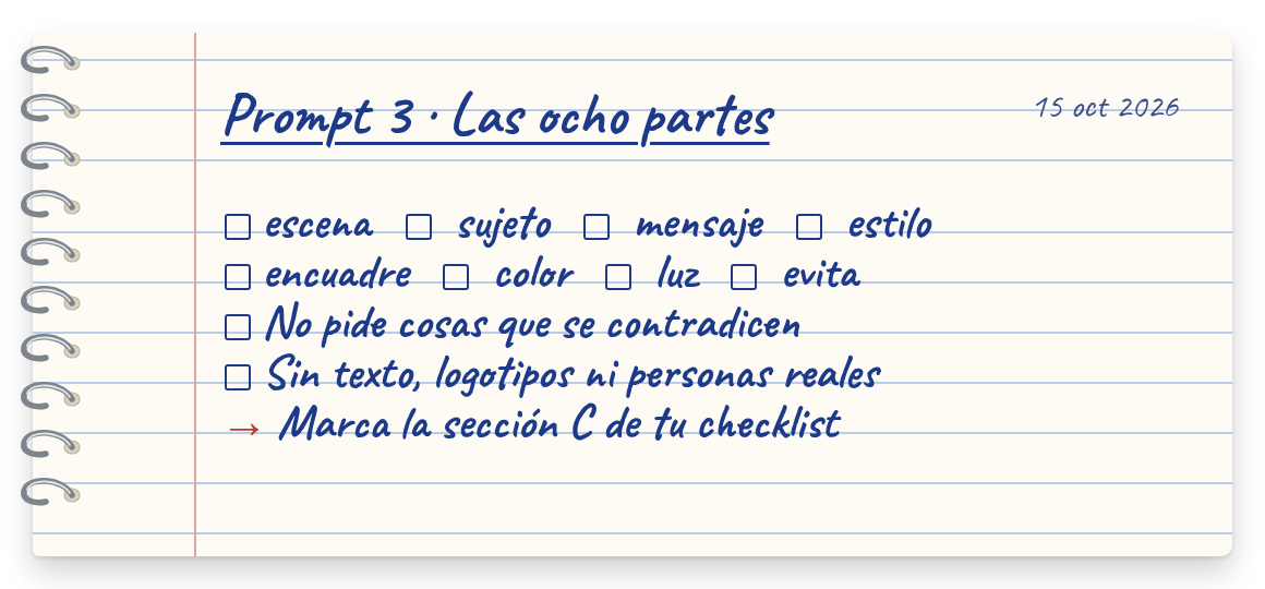 Hoja de libreta del prompt 3