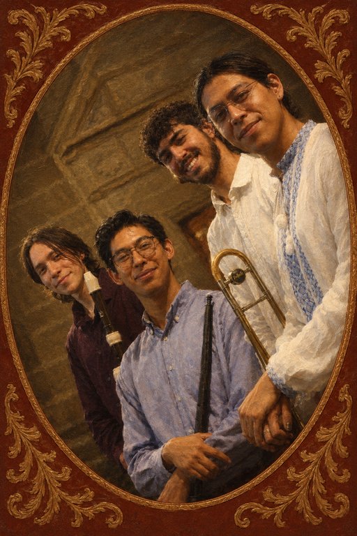 Integrantes de la capilla Affectus Antiquus con sus instrumentos